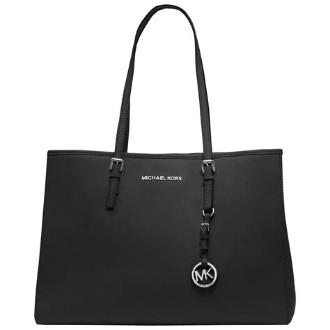 michael kors canvas tote black|Michael Kors large black tote.